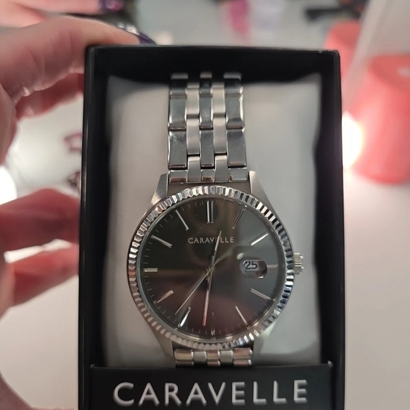 Caravelle Other - Caravelle Silver Watch with Black Dial